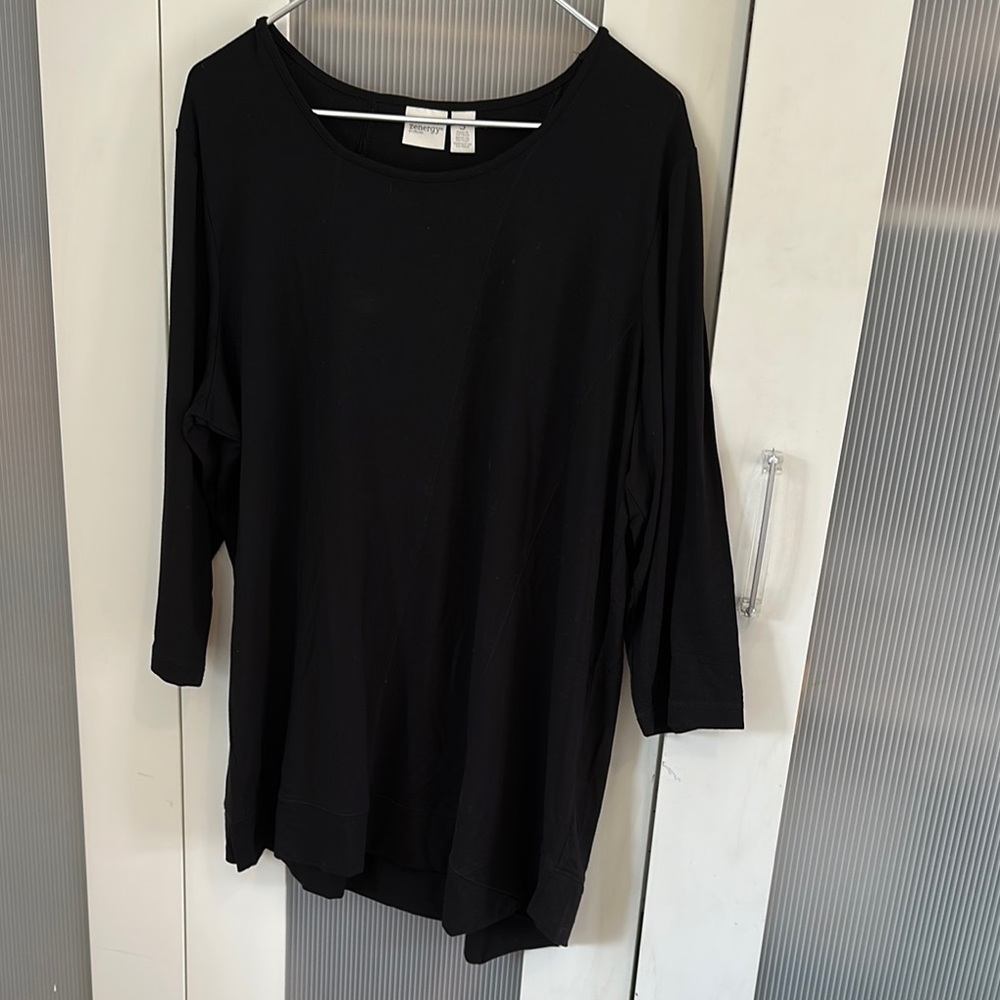 Chicos zenergy Black Oversized 3/4 Sleeve Tunic Top